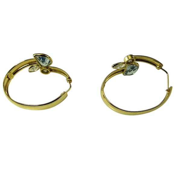 LeGi 18 Karat Yellow Gold Blue and White Cubic Zirconia Hoop Earrings #20281 - Picture 4 of 8